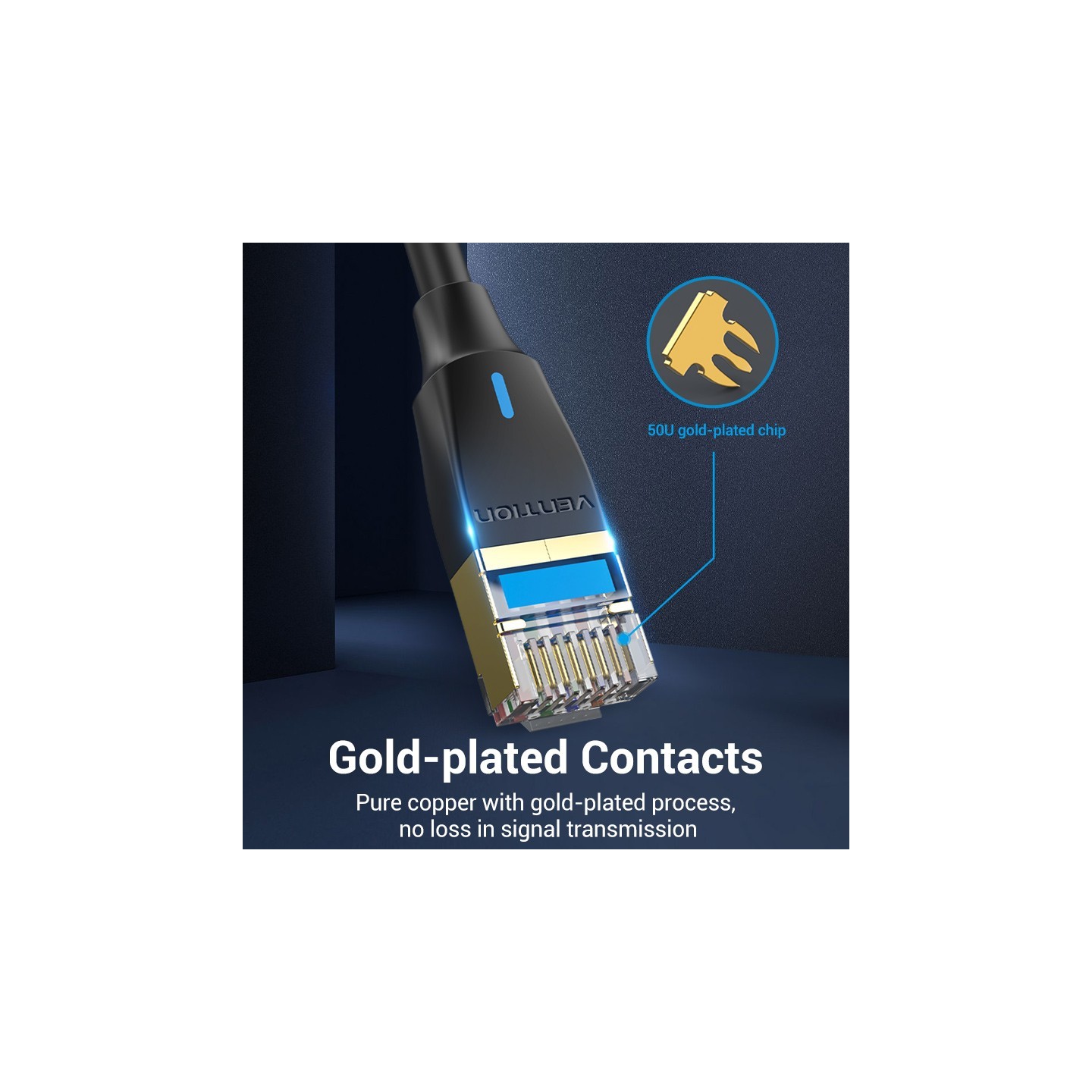 Vention NETWORK Cable - IKIBJ - CAT8 SFTP Slim 5.0m Black — Buy in Cyprus with Fast Delivery