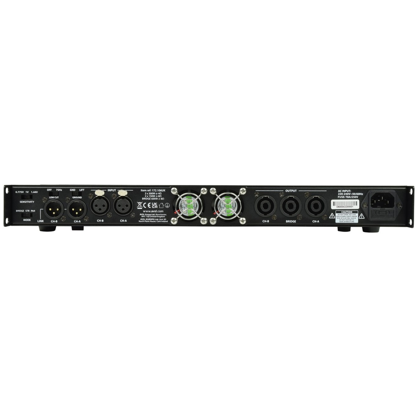 Citronic Amplifier - D600 - 2x300W RMS 4ohm 172.106UK — Buy in Cyprus with Fast Delivery