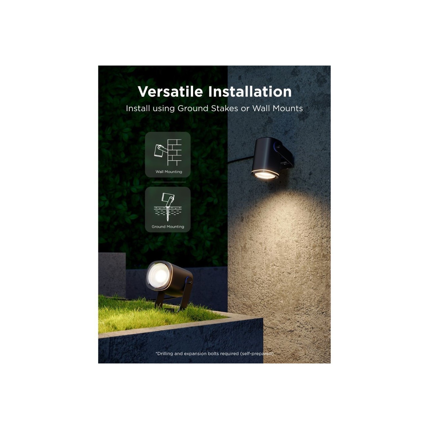 Govee Outdoor Smart Garden Spotlights - H7093311 - IP67 RGBICWW 2pack — Buy in Cyprus with Fast Delivery
