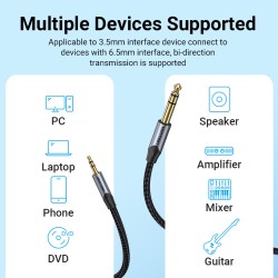 Buy Vention AUDIO - BAUHJ - 3.5mm to 6.3mm M-M TRS Cable Braided Alum 5.0m in Cyprus, Nicosia, Limassol, Larnaka, Pafos