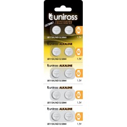 Buy Uniross Alkaline-Coin Battery - LR1154 - AG13 LR44 Battery (10pack) in Cyprus, Nicosia, Limassol, Larnaka, Pafos
