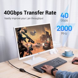 Buy Vention Network Cable - IKHBG - CAT8 SFTP M-F Extension 1.5m Black in Cyprus, Nicosia, Limassol, Larnaka, Pafos