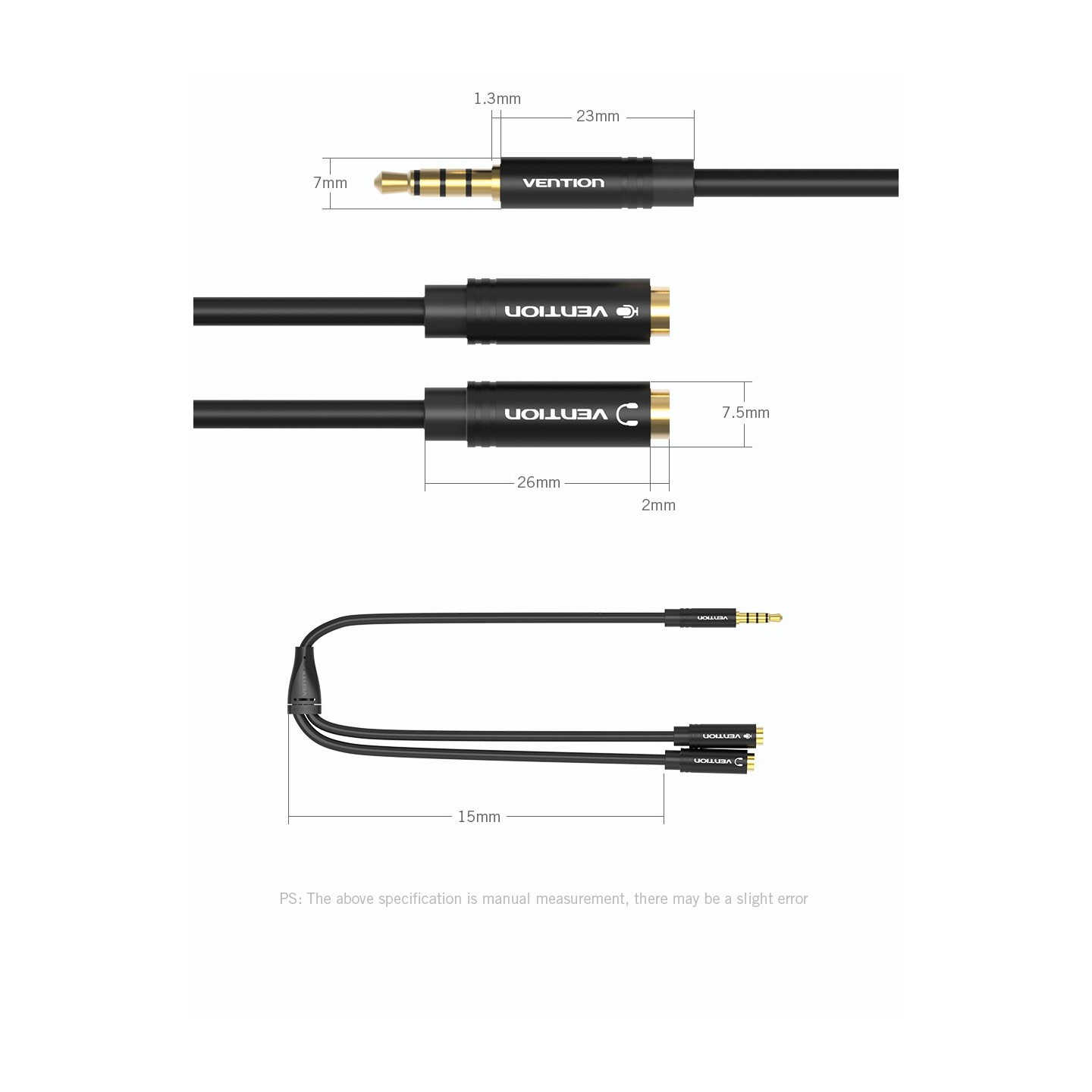 Vention AUDIO - BBVBY - 3.5mm M to 2x3.5mm F Splitter Cable 0.3m — Buy in Cyprus with Fast Delivery