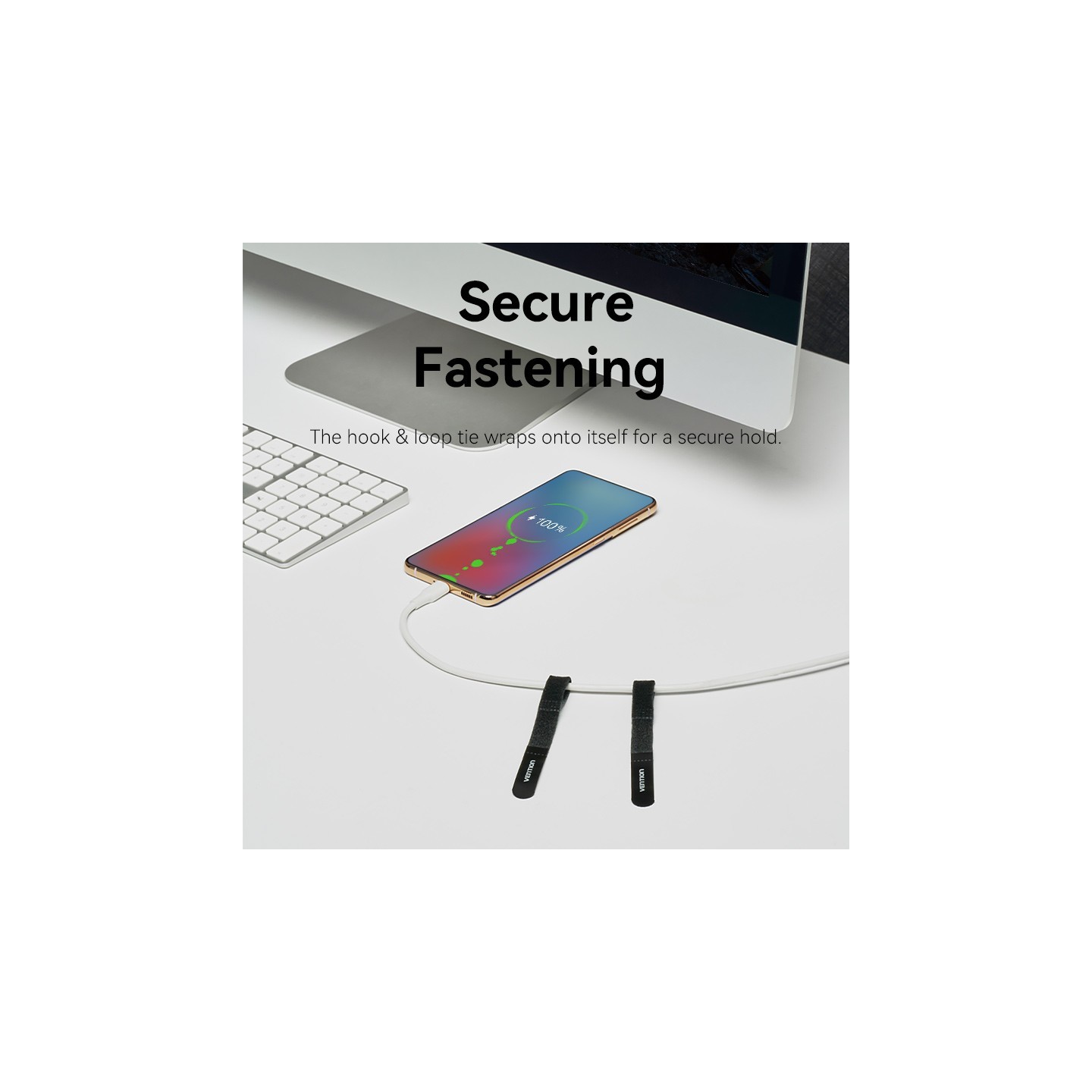 Vention Cable Organiser Hook & Loop Cable Tie - KAOB0-10 - 180mm 10 Pcs — Buy in Cyprus with Fast Delivery