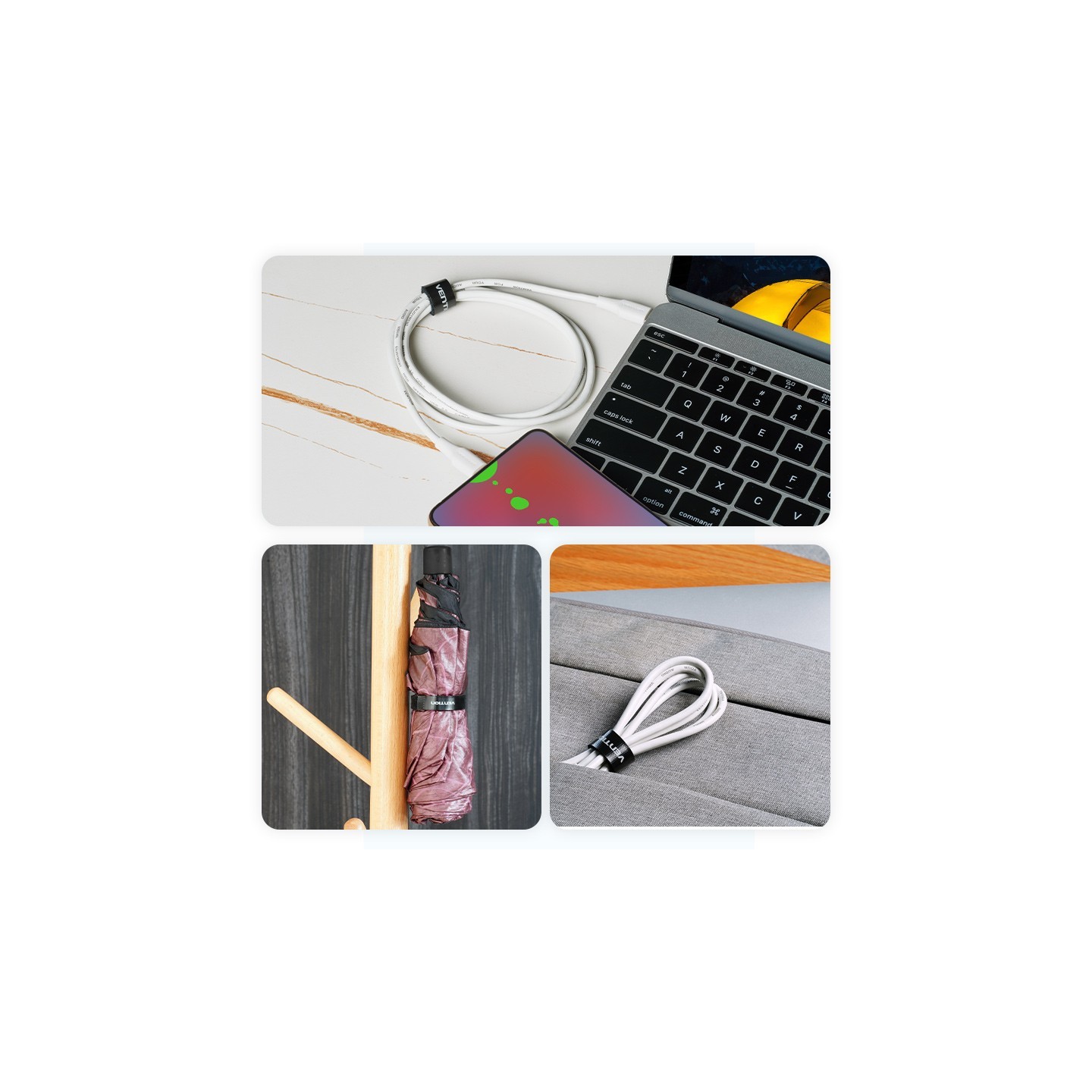 Vention Cable Organiser Hook & Loop Cable Tie - KAOB0-10 - 180mm 10 Pcs — Buy in Cyprus with Fast Delivery