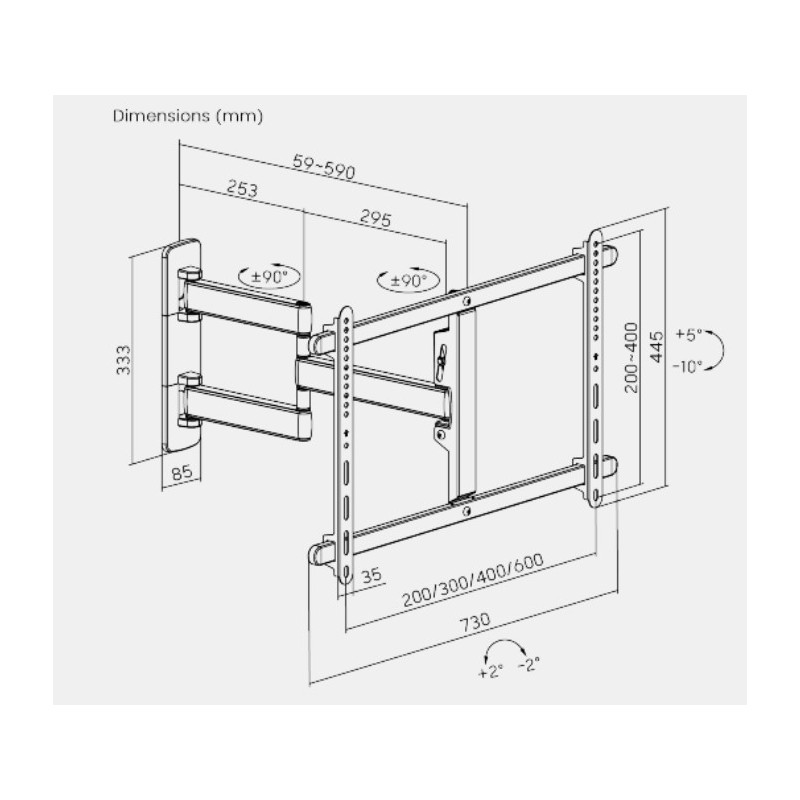 Buy Brateck TV Mount - LPA70-463 - 60x40 Turn 2-Arm 59cm Ext in Cyprus, Nicosia, Limassol, Larnaka, Pafos