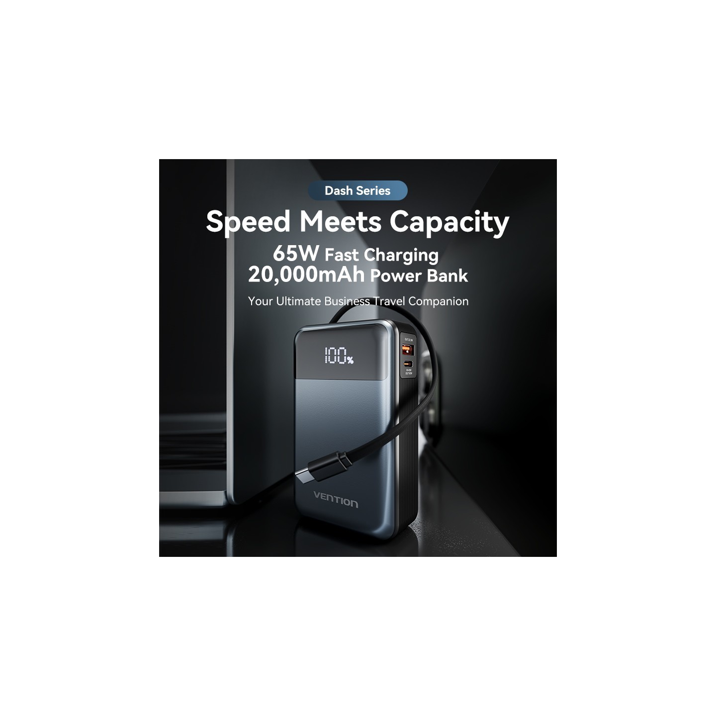 Vention Powerbank - FHYB0 - Powerbank 20000mAh 65W Built-in USB-C — Buy in Cyprus with Fast Delivery