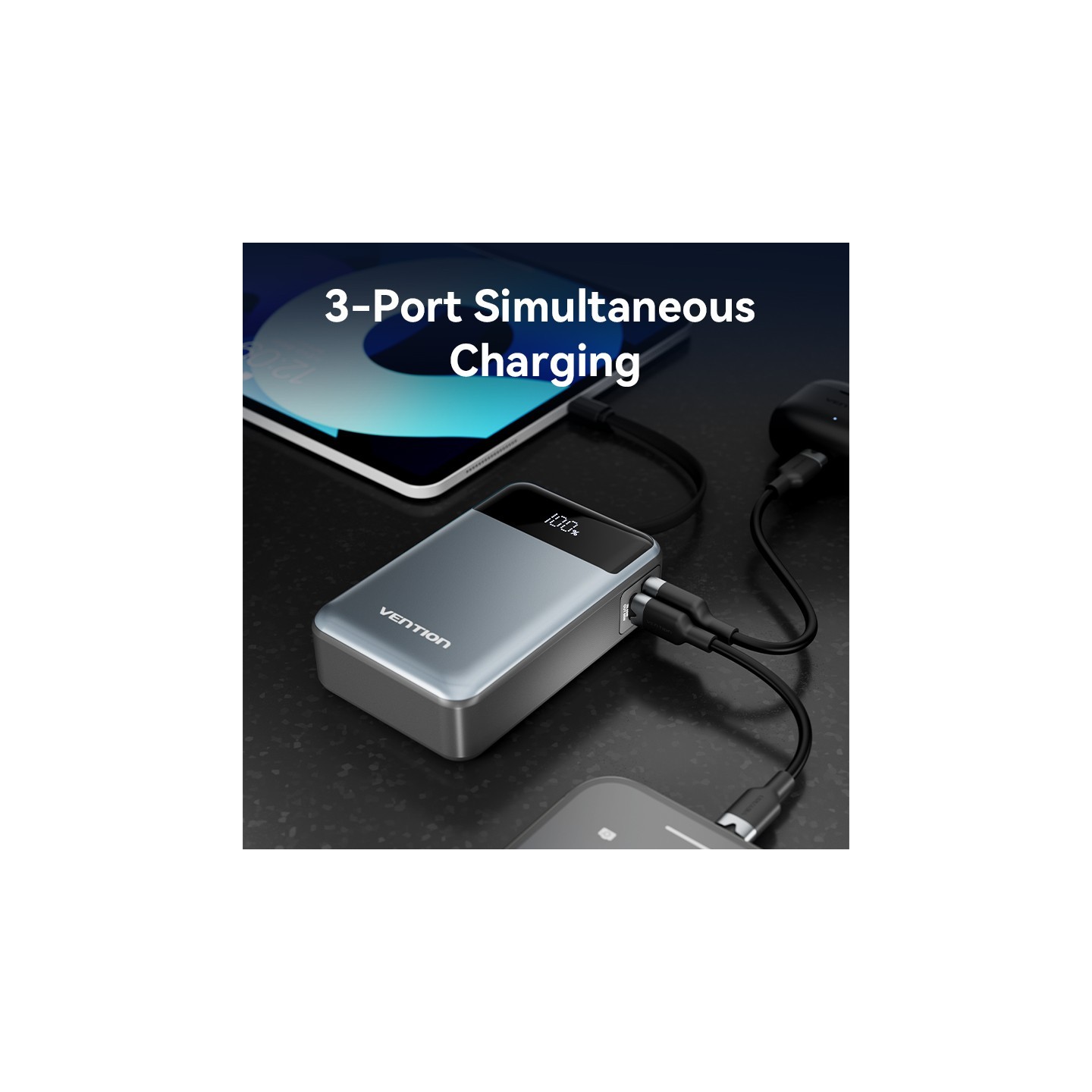 Vention Powerbank - FHYB0 - Powerbank 20000mAh 65W Built-in USB-C — Buy in Cyprus with Fast Delivery