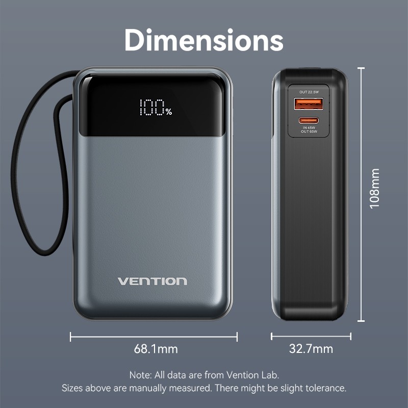 Buy Vention Powerbank - FHYB0 - Powerbank 20000mAh 65W Built-in USB-C in Cyprus, Nicosia, Limassol, Larnaka, Pafos