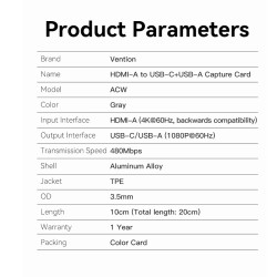 Buy Vention Converter USB-C to HDMI Video Capture Card - ACWHA - USB-C to HDMI V... in Cyprus, Nicosia, Limassol, Larnaka, Pafos