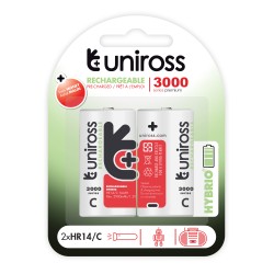Buy Uniross Hybrio Rechargable Batteries - C 3000 - 2 Pcs in Cyprus, Nicosia, Limassol, Larnaka, Pafos