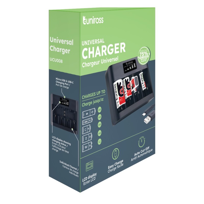 Buy Uniross Fast 2hr USB Charger for AA AAA C D 9V - UCU008 - Fast 2hr USB Charg... in Cyprus, Nicosia, Limassol, Larnaka, Pafos
