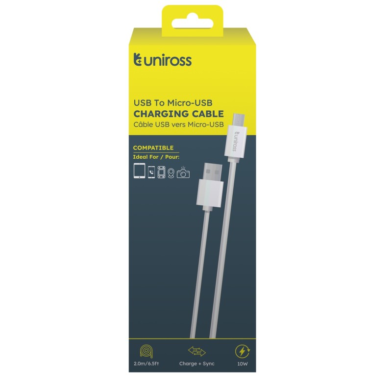 Uniross UCA001 USB-A to Micro USB Cable 2.0m (Retail) — Buy in Cyprus with Fast Delivery