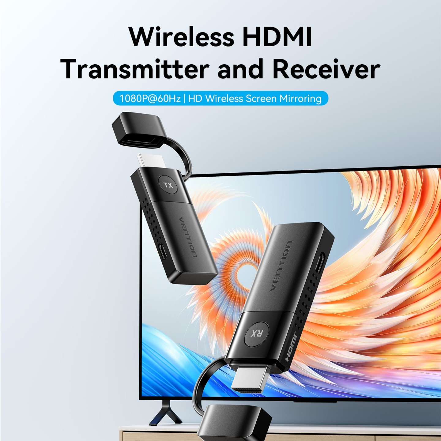 Vention HDMI Wireless Transmitter and Receiver - ADKB0 - HDMI Wireless Transmitter and Receiver Black