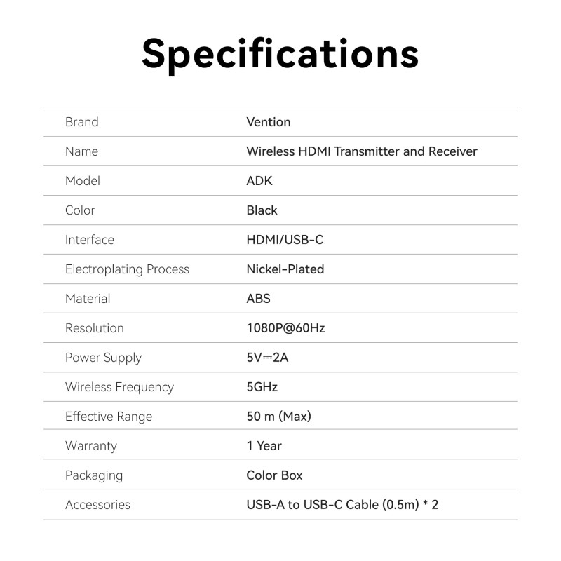 Buy Vention HDMI Wireless Transmitter and Receiver - ADKB0 - HDMI Wireless Trans... in Cyprus, Nicosia, Limassol, Larnaka, Pafos