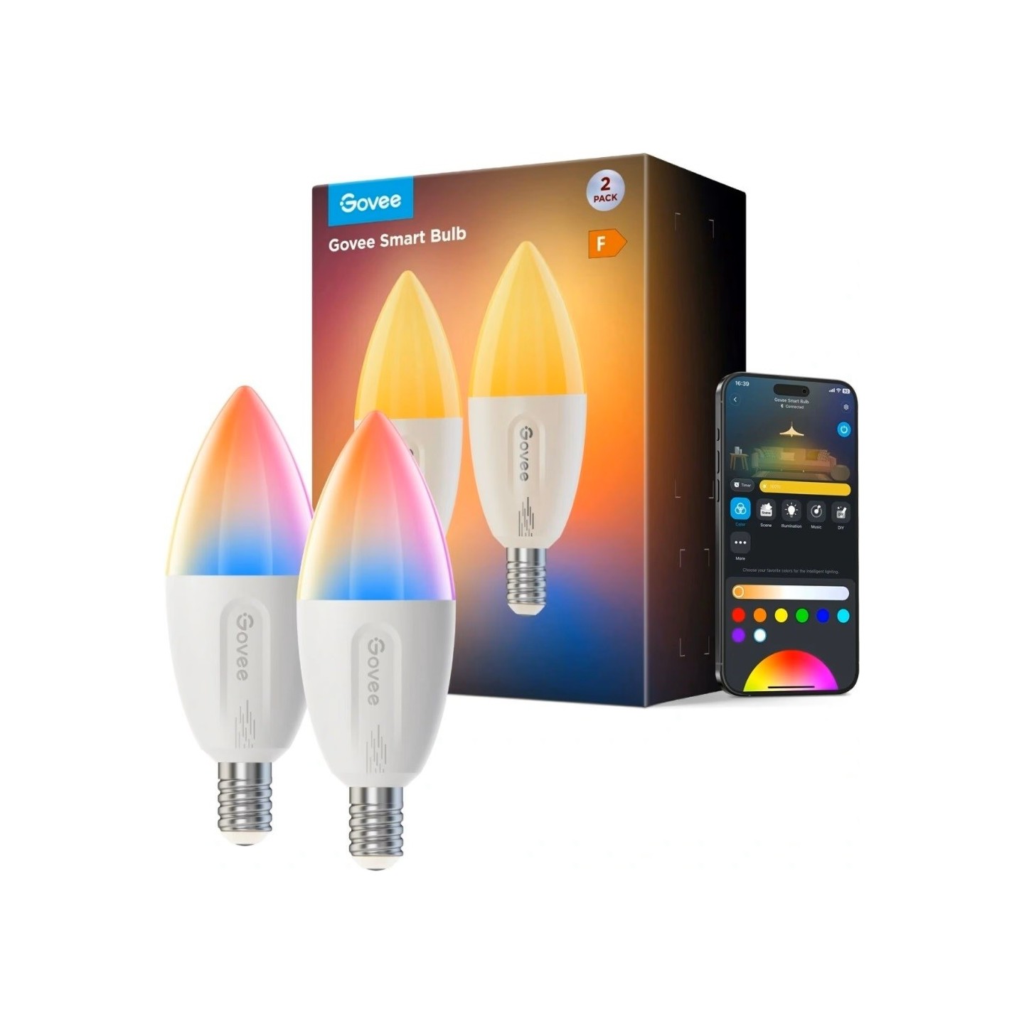 Govee Bulb Ceiling E14 Smart LED 9W RGBWW - B600CCC1 - Pack of 2 — Buy in Cyprus with Fast Delivery