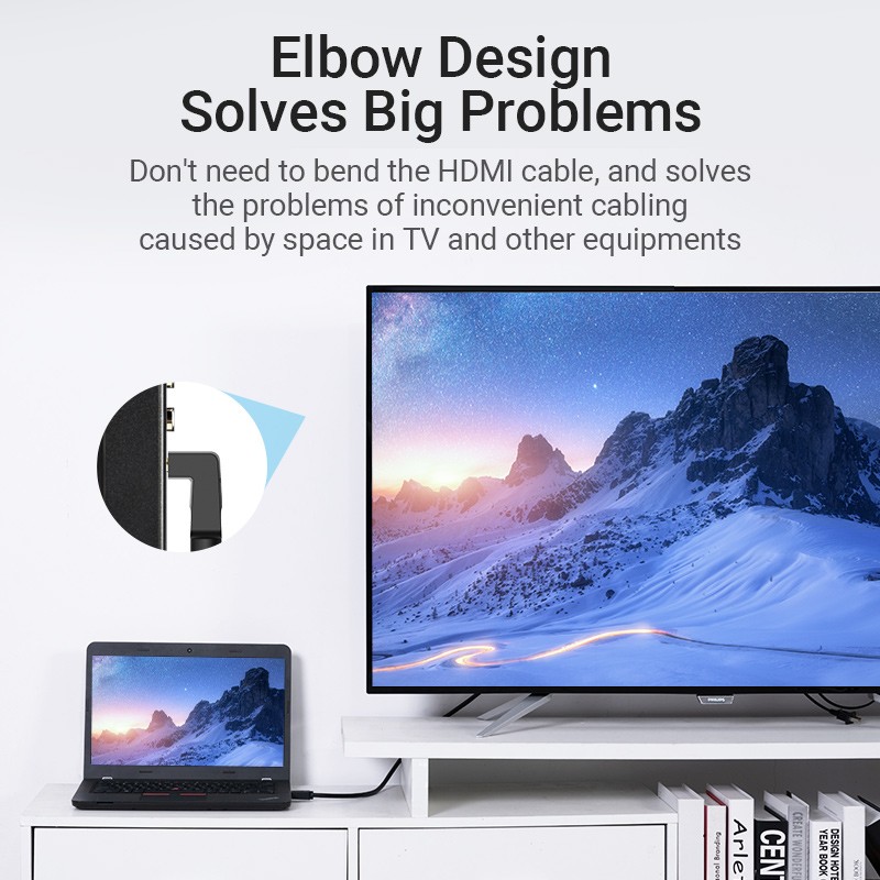 Buy Vention HDMI Cable - AARBH - Right Angle 90 Degrees 2.0m in Cyprus, Nicosia, Limassol, Larnaka, Pafos