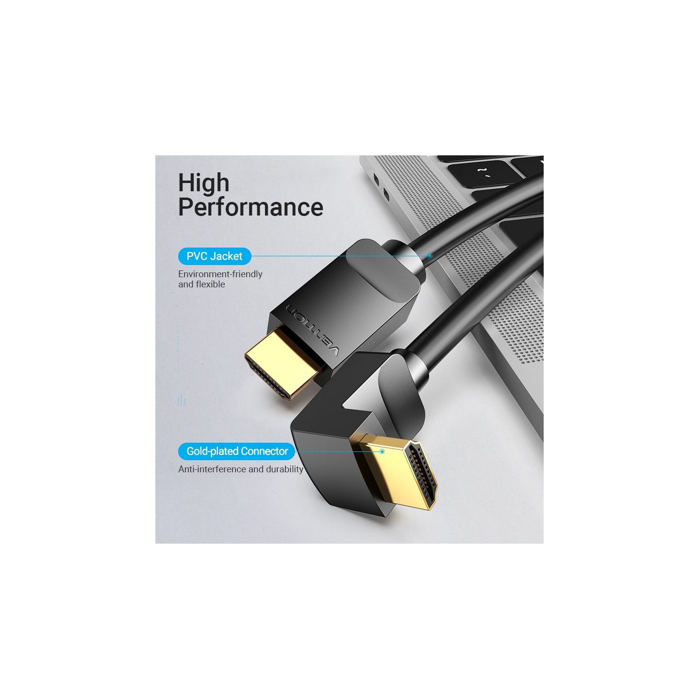 Vention HDMI Cable - AARBH - Right Angle 90 Degrees 2.0m — Buy in Cyprus with Fast Delivery