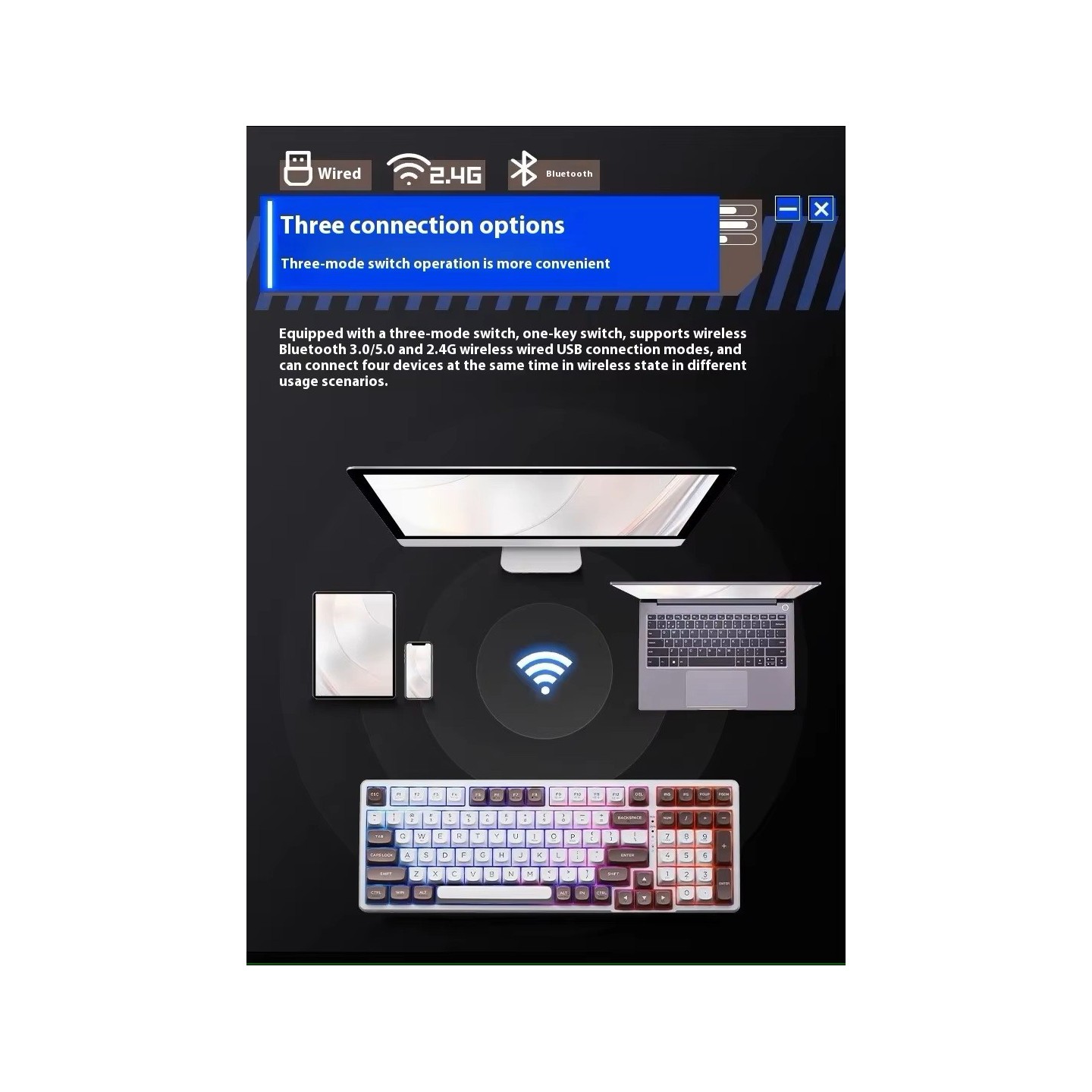 Thunderobot GASKET K98 Mechanical Keyboard - Tri-Mode 99-Key HiFi Linear White-Blue (Boxed) — Buy in Cyprus with Fast Delivery