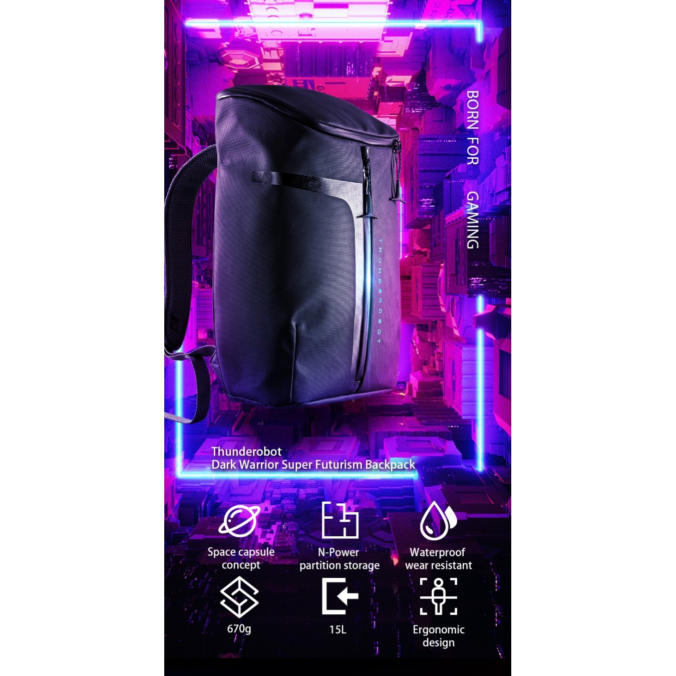 Thunderobot Dark Warrior Laptop Backpack 15.6" 15L – 7 Compartments | Armenius Store