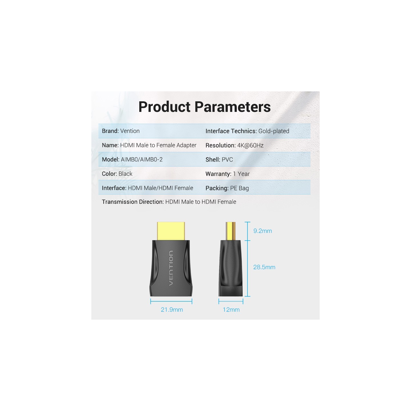 Vention HDMI Adaptor - AIMB0 - HDMI Adaptor Male to Female 4K60Hz — Buy in Cyprus with Fast Delivery