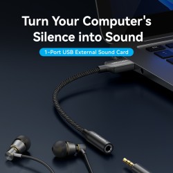 Buy Vention Audio Converter USB-A to 1x3.5mm 1.0m Cable - CVEBF - Braided in Cyprus, Nicosia, Limassol, Larnaka, Pafos