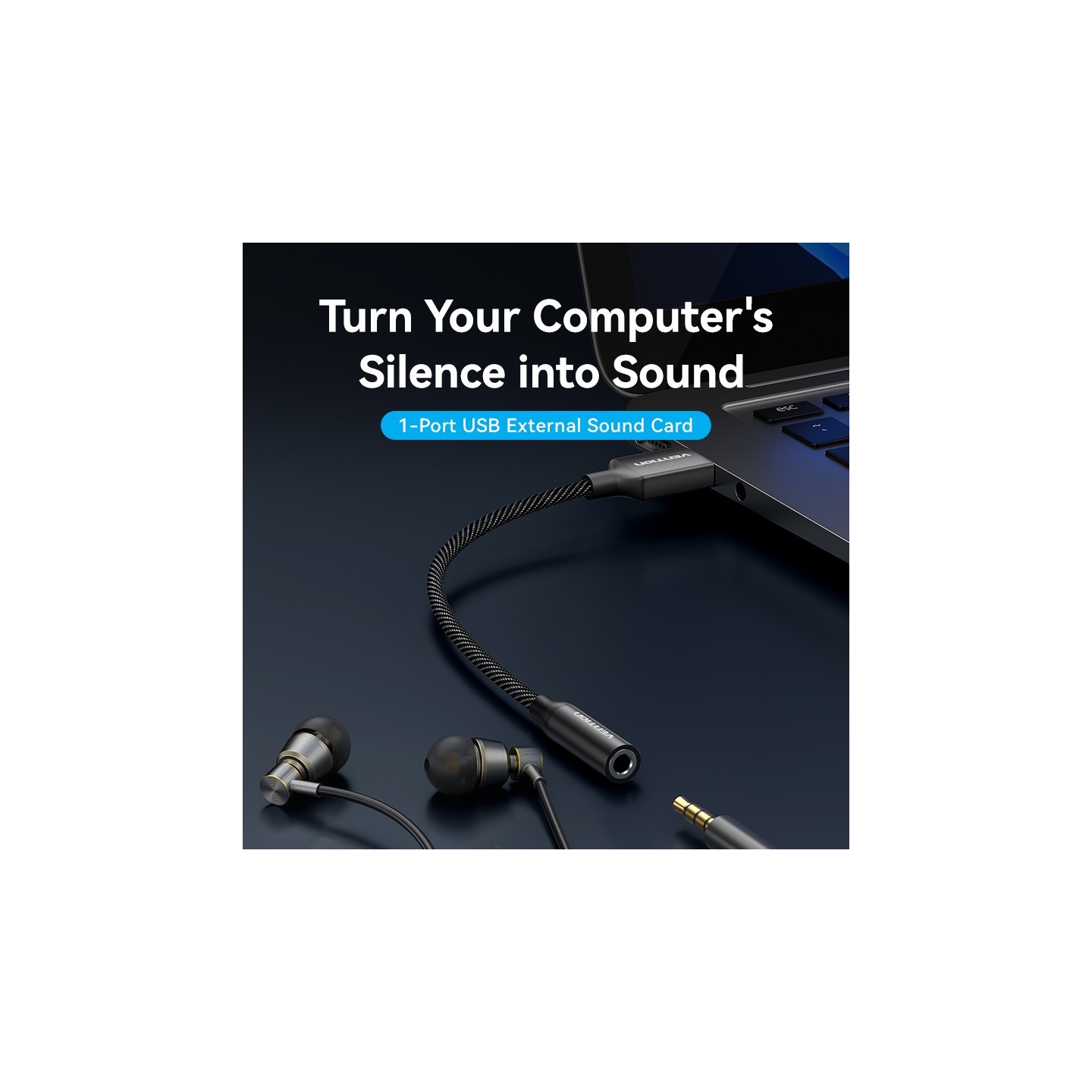 Vention Audio Converter USB-A to 1x3.5mm 1.0m Cable - CVEBF - Braided — Buy in Cyprus with Fast Delivery