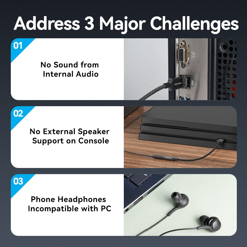 Buy Vention Audio Converter USB-A to 1x3.5mm 1.0m Cable - CVEBF - Braided in Cyprus, Nicosia, Limassol, Larnaka, Pafos