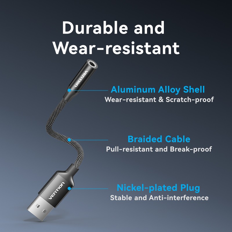 Buy Vention Audio Converter USB-A to 1x3.5mm 1.0m Cable - CVEBF - Braided in Cyprus, Nicosia, Limassol, Larnaka, Pafos