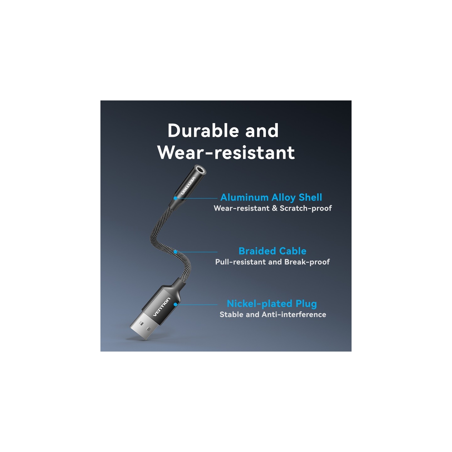 Vention Audio Converter USB-A to 1x3.5mm 1.0m Cable - CVEBF - Braided — Buy in Cyprus with Fast Delivery