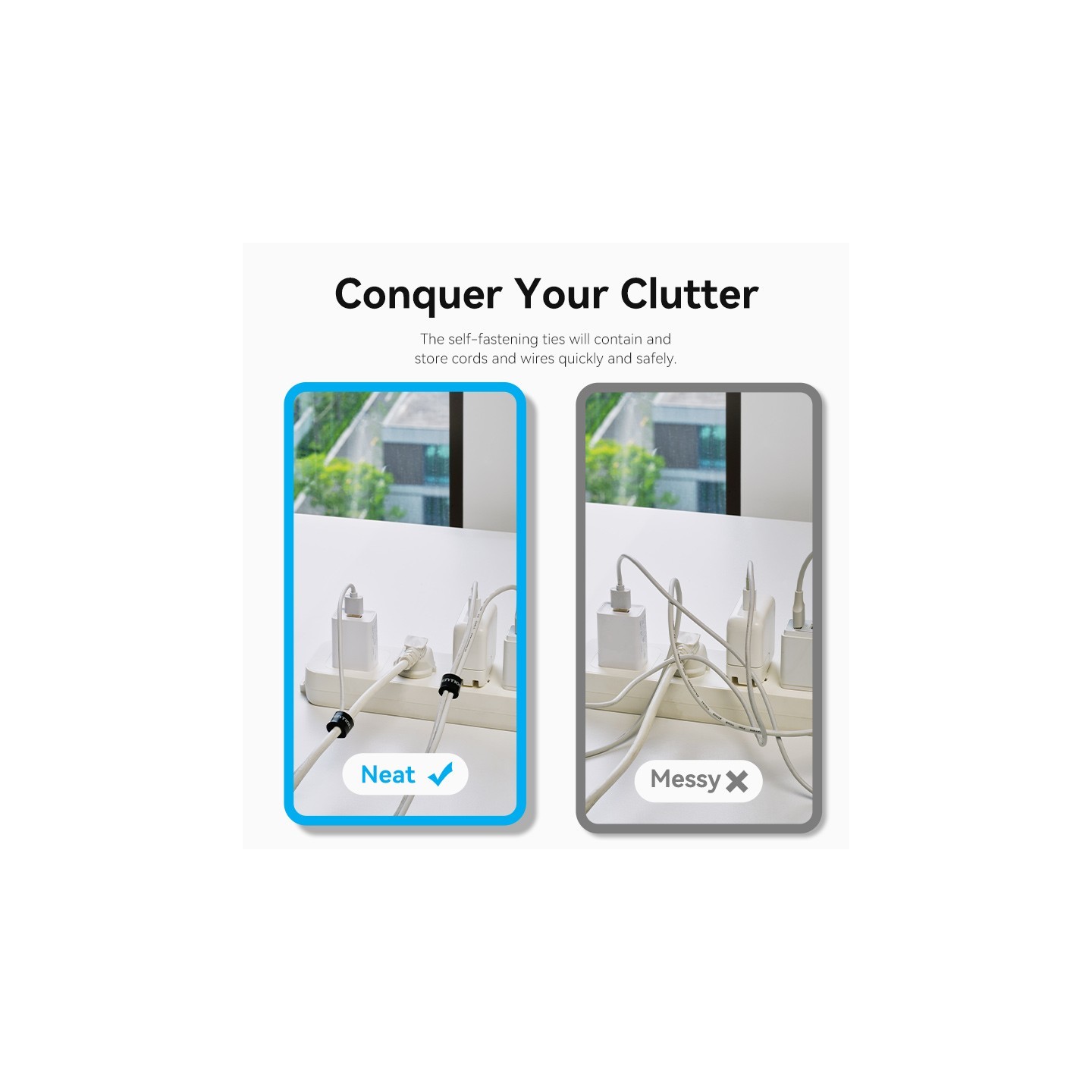 Vention Cable Organiser Hook & Loop Cable Tie - KANB0-10 - 120mm, 10 Pcs — Buy in Cyprus with Fast Delivery