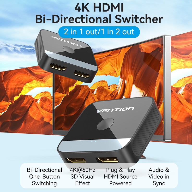 Buy Vention HDMI Switch - AKOB0 - 2-Port 4K 2.0 Bi-Directional in Cyprus, Nicosia, Limassol, Larnaka, Pafos
