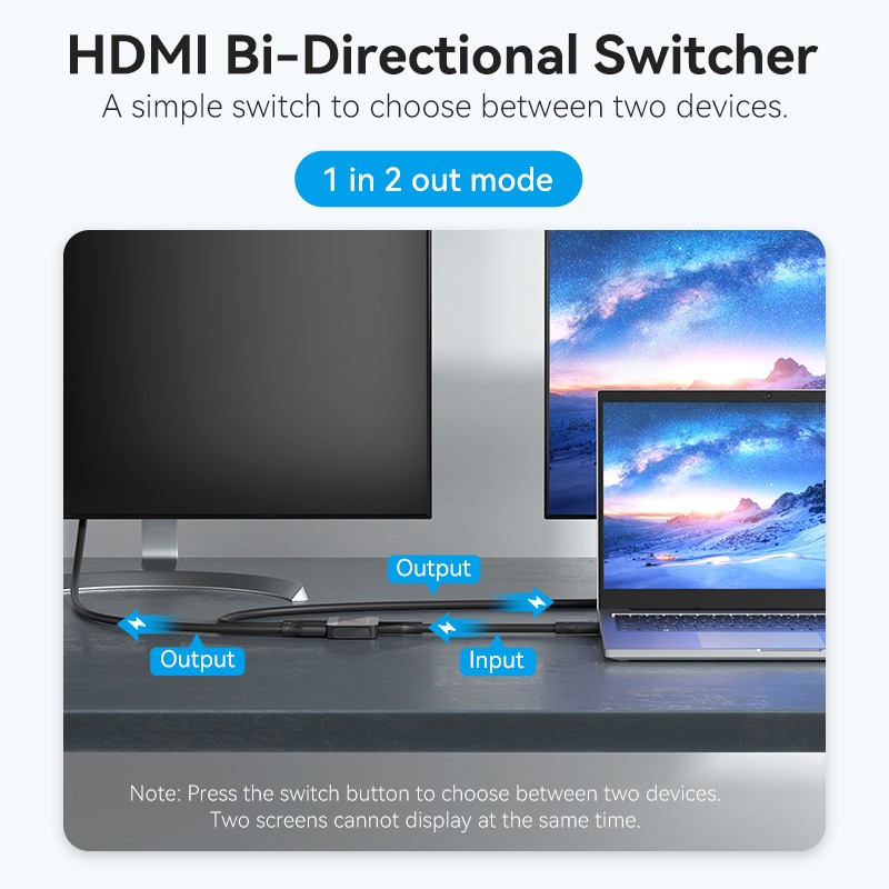 Buy Vention HDMI Switch - AKOB0 - 2-Port 4K 2.0 Bi-Directional in Cyprus, Nicosia, Limassol, Larnaka, Pafos