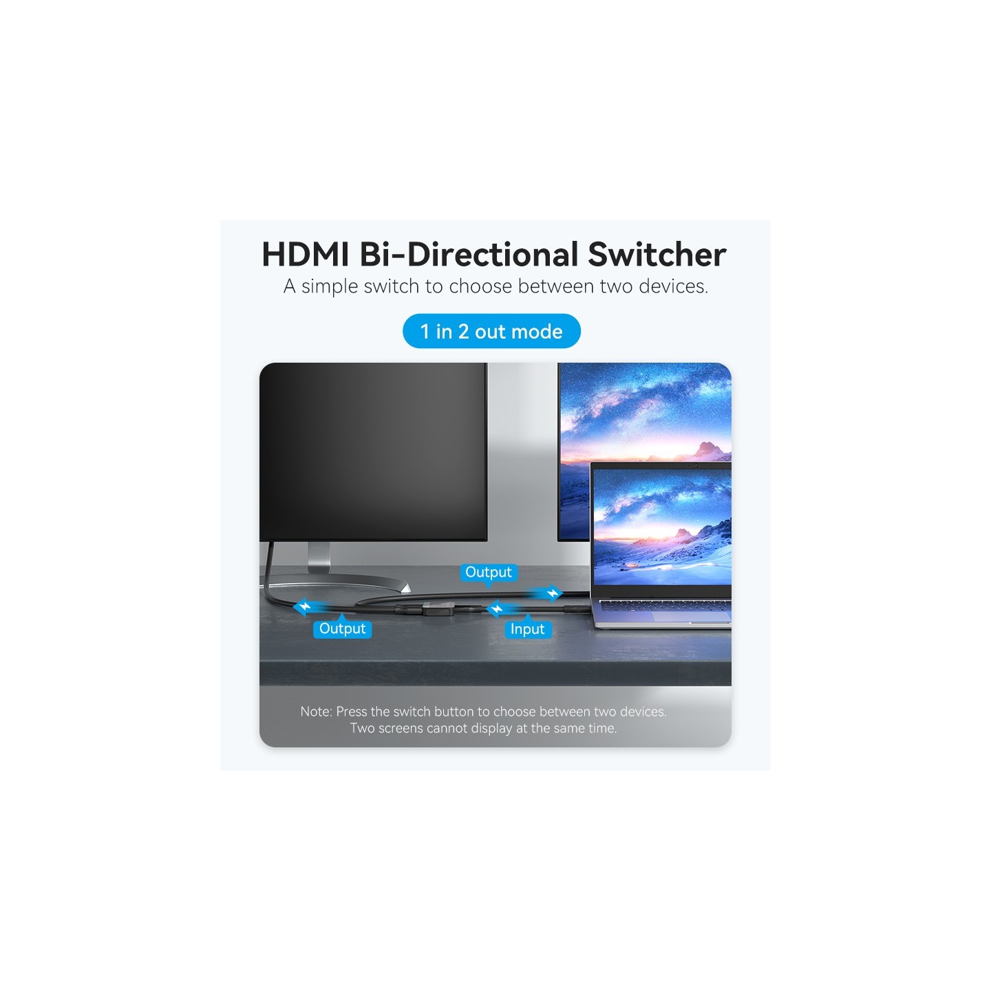 Vention HDMI Switch - AKOB0 - 2-Port 4K 2.0 Bi-Directional — Buy in Cyprus with Fast Delivery