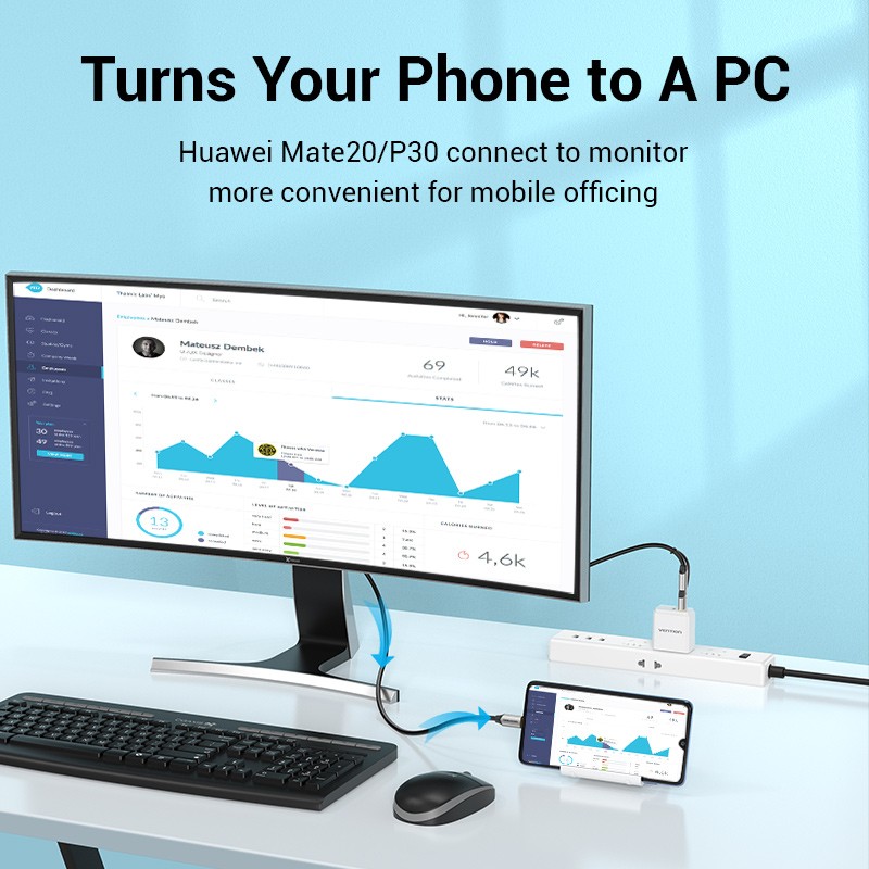 Buy Vention Converter USB-C to HDMI Cable + USB Power - CGXBH - 2.0m in Cyprus, Nicosia, Limassol, Larnaka, Pafos