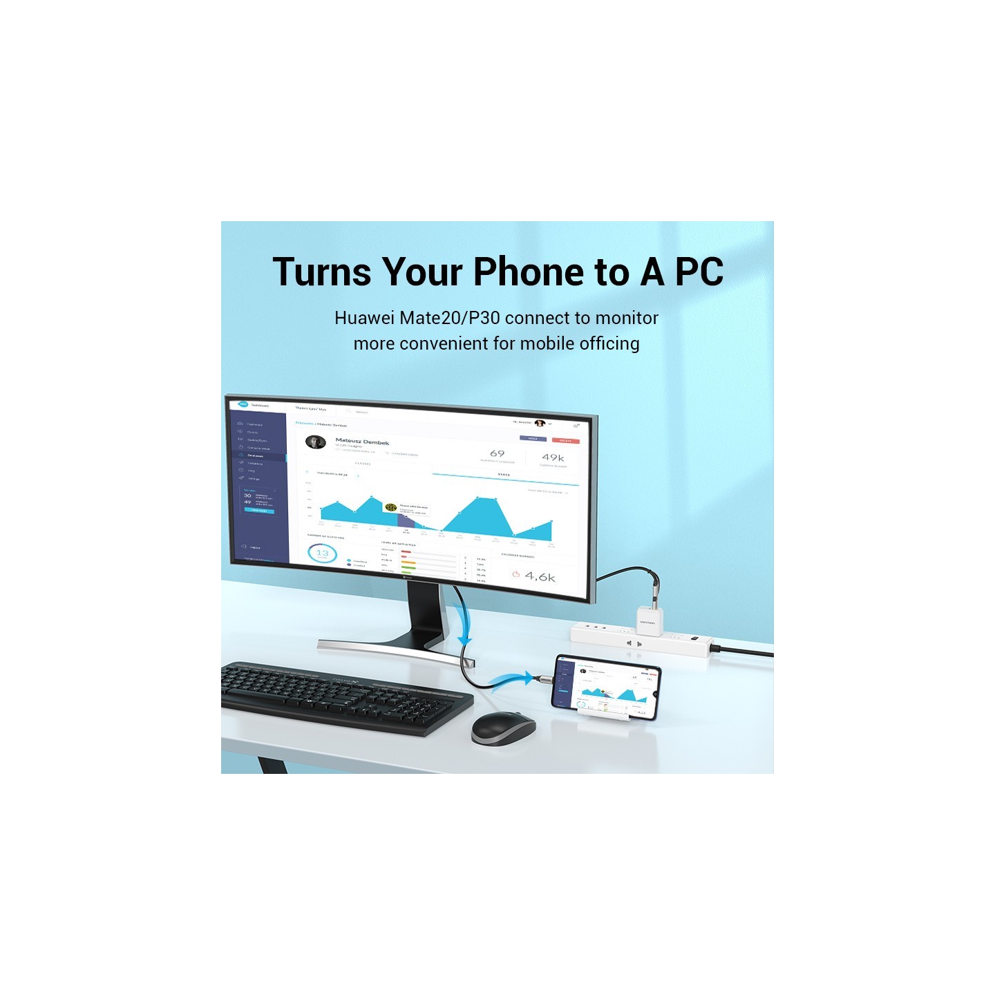 Vention Converter USB-C to HDMI Cable + USB Power - CGXBH - 2.0m — Buy in Cyprus with Fast Delivery