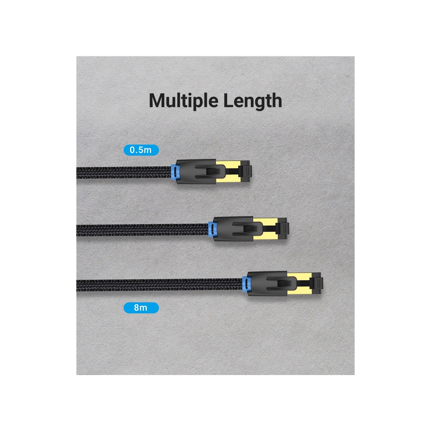 Vention Network Cable - IKGBH - Cat8 SFTP Braided 2.0m Black — Buy in Cyprus with Fast Delivery