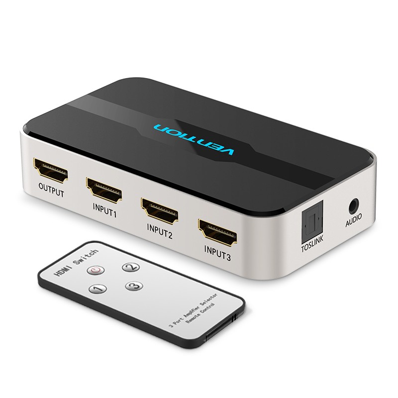 Buy Vention HDMI Switch - AFJH0 - 3-Port 4K 1.4 with Audio Separation in Cyprus, Nicosia, Limassol, Larnaka, Pafos