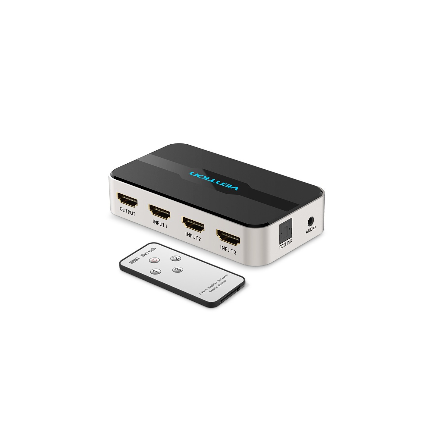 Vention HDMI Switch - AFJH0 - 3-Port 4K 1.4 with Audio Separation — Buy in Cyprus with Fast Delivery