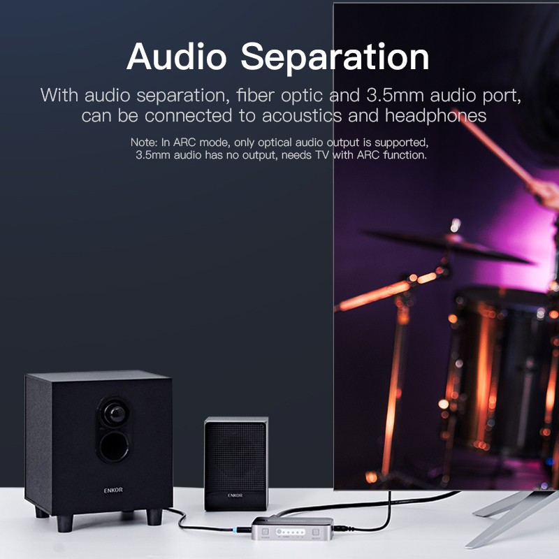 Buy Vention HDMI Switch - AFJH0 - 3-Port 4K 1.4 with Audio Separation in Cyprus, Nicosia, Limassol, Larnaka, Pafos