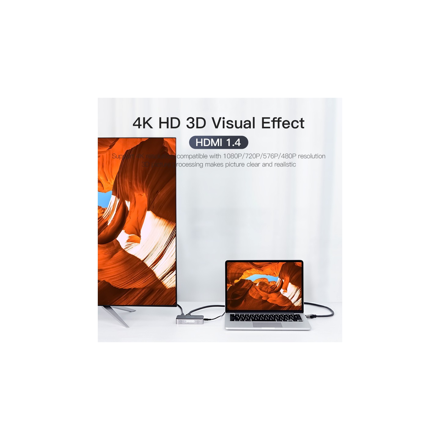 Vention HDMI Switch - AFJH0 - 3-Port 4K 1.4 with Audio Separation — Buy in Cyprus with Fast Delivery