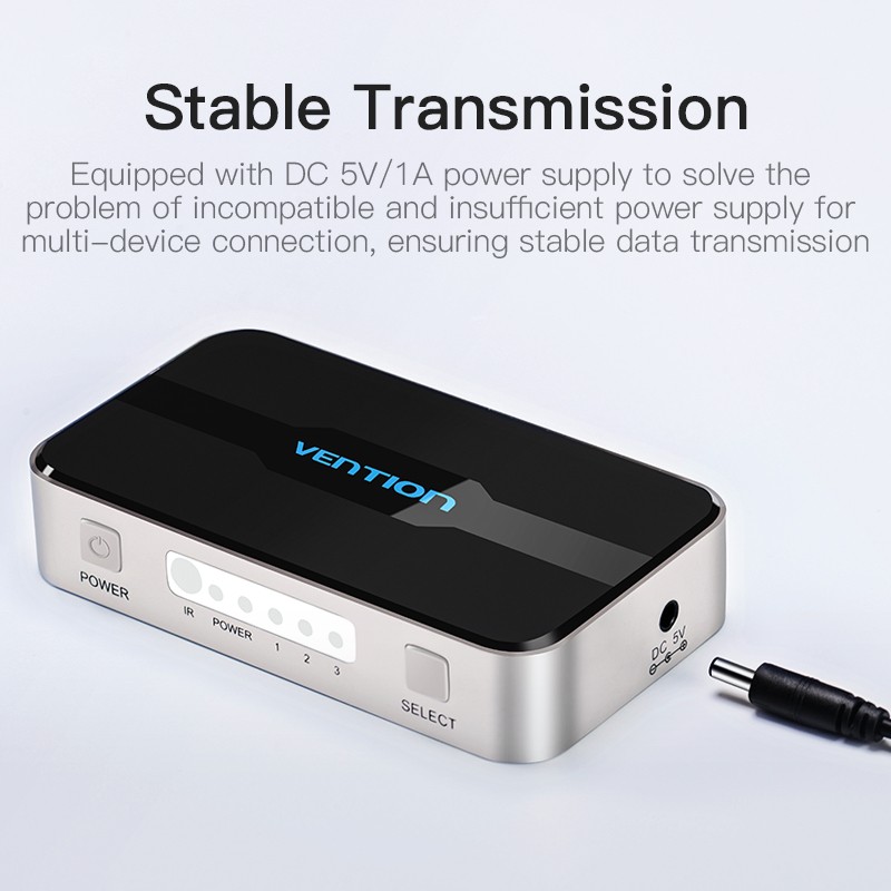 Buy Vention HDMI Switch - AFJH0 - 3-Port 4K 1.4 with Audio Separation in Cyprus, Nicosia, Limassol, Larnaka, Pafos