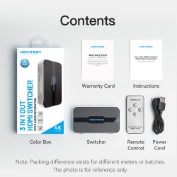 Buy Vention HDMI Switch - AFJH0 - 3-Port 4K 1.4 with Audio Separation in Cyprus, Nicosia, Limassol, Larnaka, Pafos