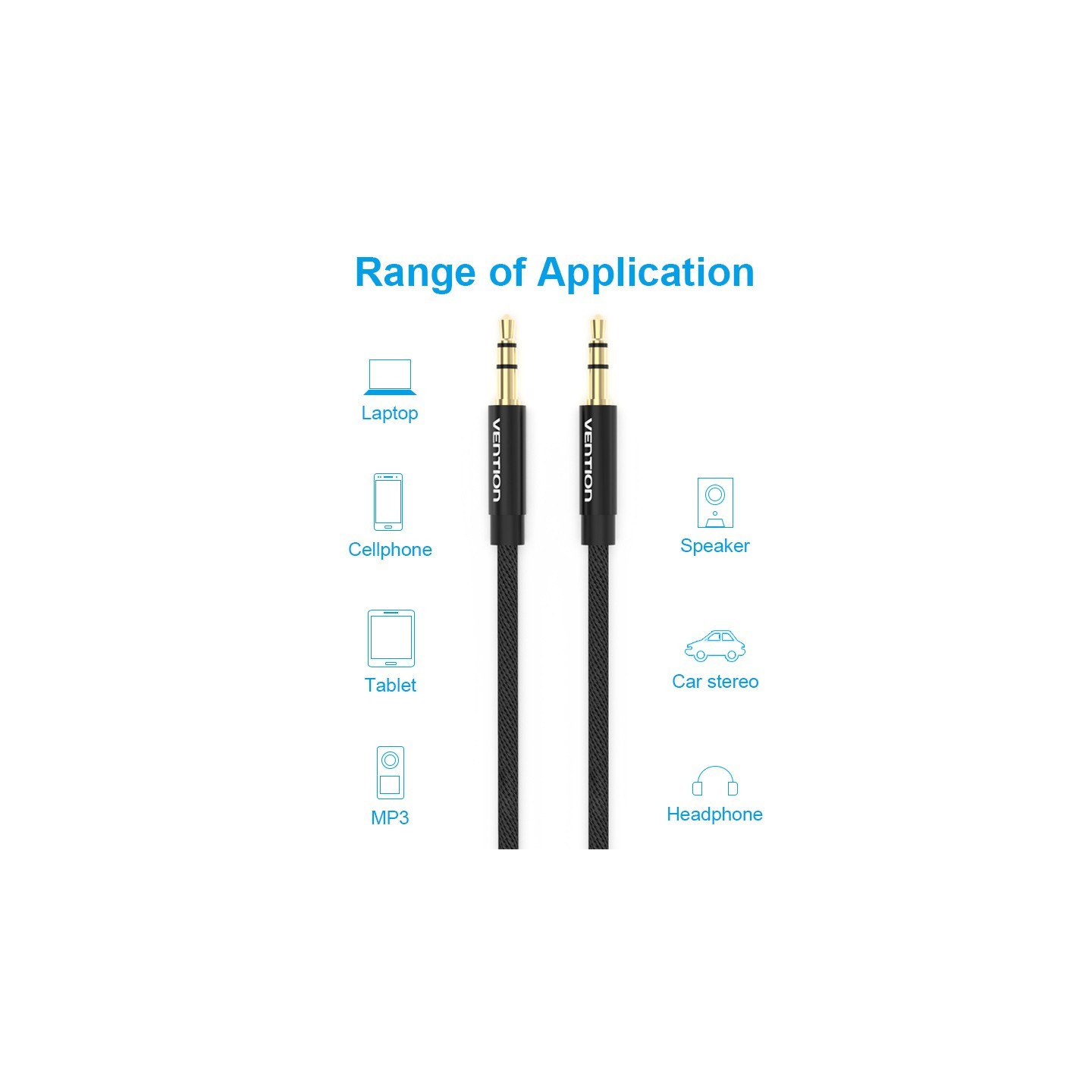 Vention Audio 3.5mm M-M Cable Braided Metal - BAGBI - 3.0m — Buy in Cyprus with Fast Delivery