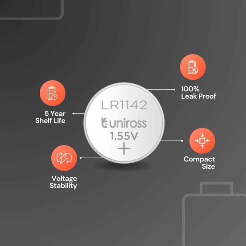 Buy Uniross Alkaline-Coin Battery - LR1142 - AG12 LR43 Battery (10pack) in Cyprus, Nicosia, Limassol, Larnaka, Pafos