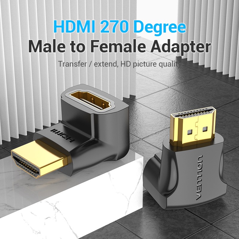 Buy Vention HDMI Right Angle Adaptor - AINB0 - Male to Female 270 Degree 4K60Hz in Cyprus, Nicosia, Limassol, Larnaka, Pafos