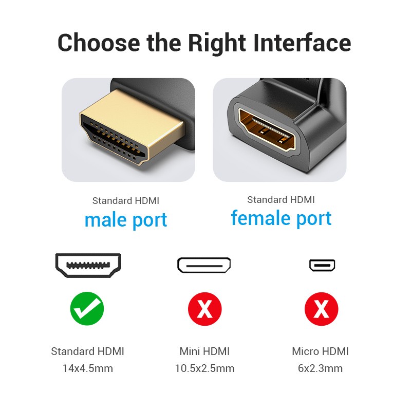 Buy Vention HDMI Right Angle Adaptor - AINB0 - Male to Female 270 Degree 4K60Hz in Cyprus, Nicosia, Limassol, Larnaka, Pafos