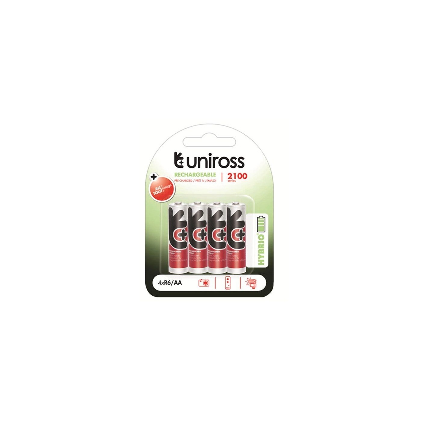 Uniross AA 2100 Hybrio Rechargable Batteries - 4 Pcs — Buy in Cyprus with Fast Delivery
