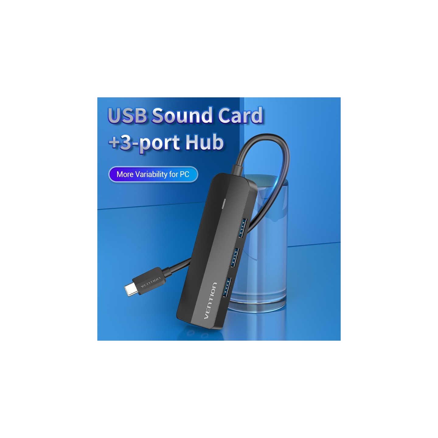 Vention HUB USB-C 3 x USB3.0 Micro-B Stereo Sound 0.15m - TGQBB - USB-C 3 x USB3.0 Micro-B Stereo Sound 0.15m