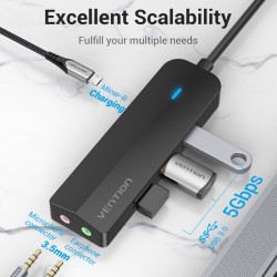 Buy Vention HUB USB-C 3 x USB3.0 Micro-B Stereo Sound 0.15m - TGQBB - USB-C 3 x ... in Cyprus, Nicosia, Limassol, Larnaka, Pafos